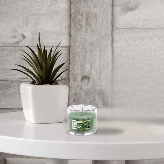 Village Candle Mini Glass Votive - Sage & Celery