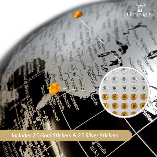Gleneagles Light Up Travel Globe - Black & Silver