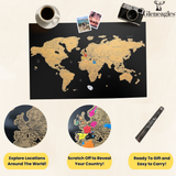 Gleneagles Scratch Off World Map Poster - Black