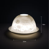 Cello porcelain tealight holder dome featuring the 'Amazing Mam' design surrounded by wildlife. Dimensions: 8cm height, 12cm width, displayed against a dark background.