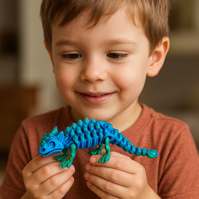 3D Printed Ankylosaurus - Blue & Green