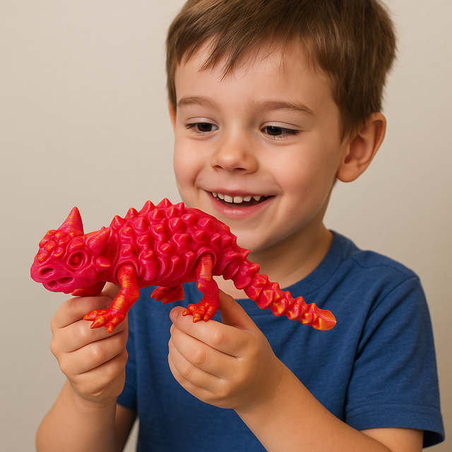 3D Printed Ankylosaurus - Red & Gold
