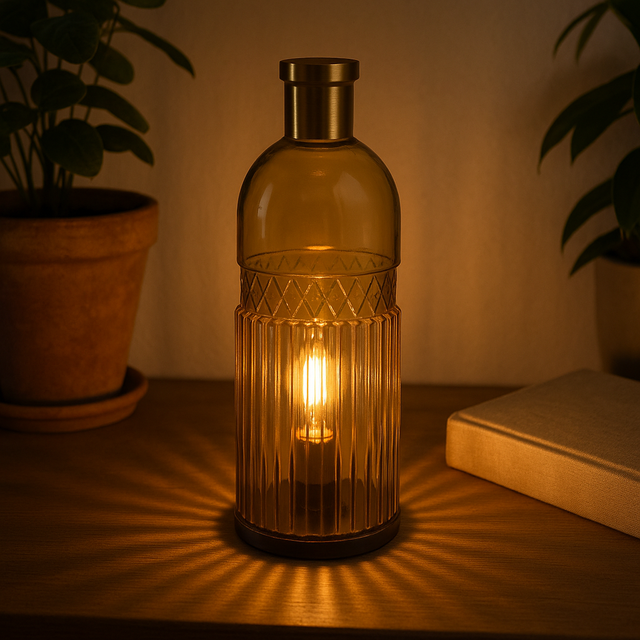 Vintage Large Lamp - Amber