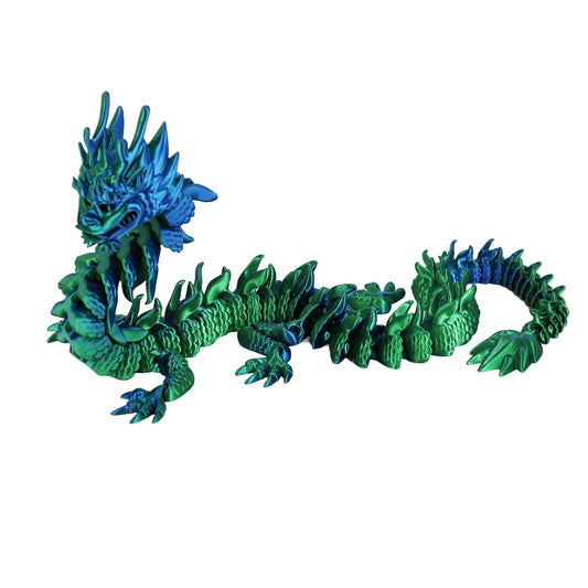 3D Printed Large Chinese Dragon - Blue & Green