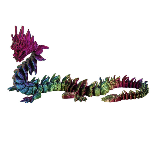 3D Printed Large Chinese Dragon - Purple, Blue & Green
