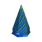 3D Printed Large Spiral Hex Cone - Blue & Green