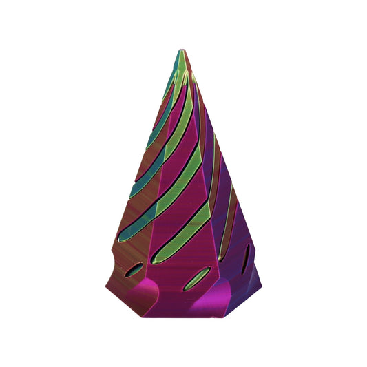 3D Printed Large Spiral Hex Cone - Purple, Blue & Green