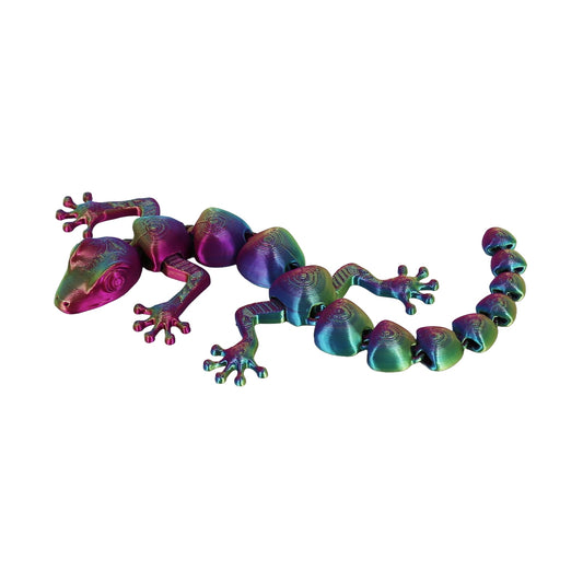 3D Printed Mini Gecko - Purple, Blue & Green