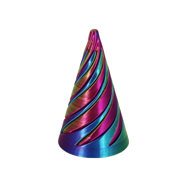 3D Printed Large Spiral Cone - Purple, Blue & Green