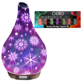 Cello Snowflake 3D Large Ultrasonic Diffuser with Harmony Mix. 7 Oils Set