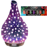 Cello Star 3D Large Ultrasonic Diffuser with Harmony Mix. 7 Oils Set