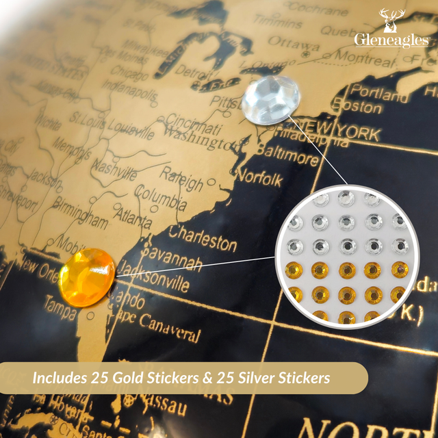 Gleneagles Light Up Travel Globe -  Black & Gold