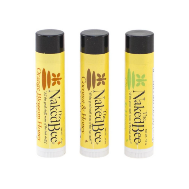 The Naked Bee Organic Lip Balm Trio Gift Set Orange Blossom, Coconut, Citron & Honey