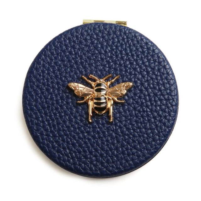 Alice Wheeler Compact Round Mirror - Navy