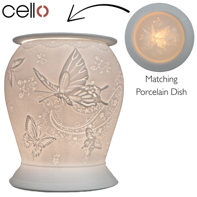 Cello Electric Wax Burner Porcelain Barrel - Silk Wings