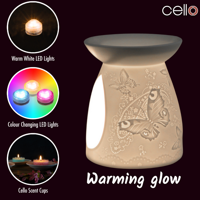 Cello Porcelain Tealight Burner - Silk Wings