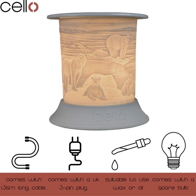 Cello Electric Wax Burner Porcelain Straight - Polar Bear