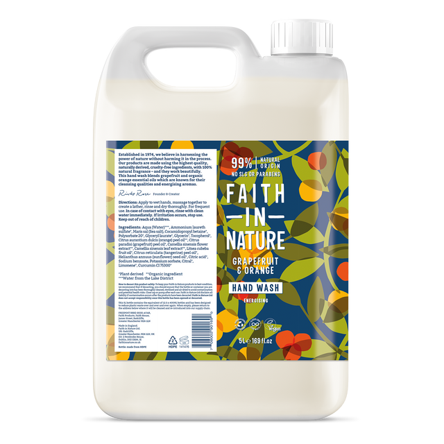 Faith In Nature Grapefruit & Orange Hand Wash 5L Refill