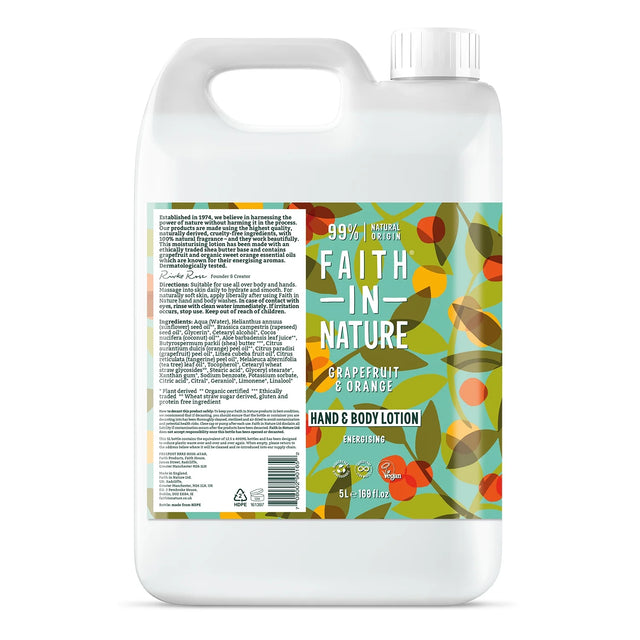 Faith In Nature Grapefruit & Orange Hand & Body Lotion Refill 5L