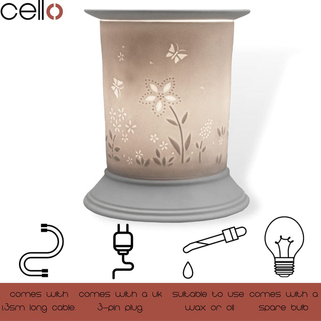 Cello Electric Wax Burner Porcelain Straight - Flower