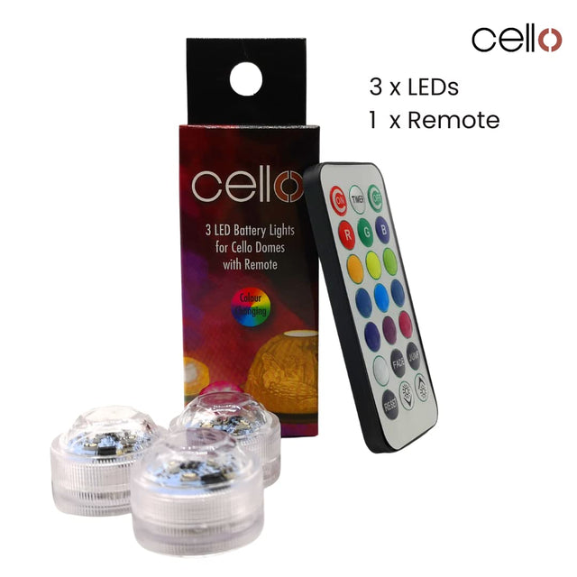 Cello Multicoloured LED Lights With Remote - 3 Pack