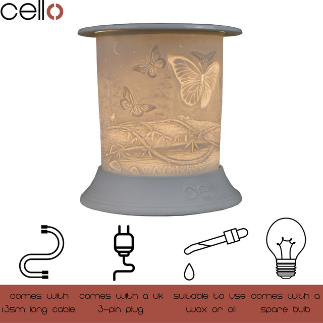Cello Electric Wax Burner Porcelain Straight - Butterfly