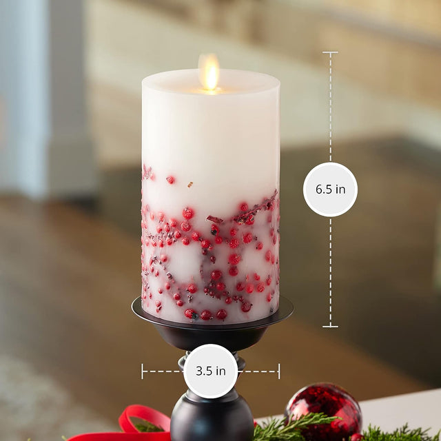 Luminara Indoor 3.25" x 6.5" Berry Inclusion Pillar
