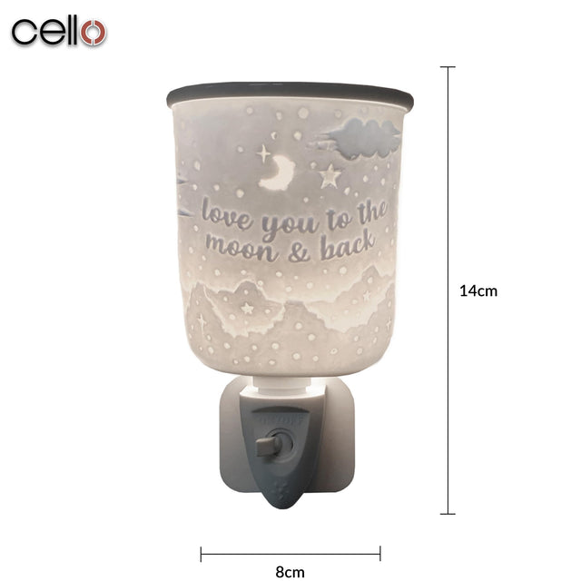 Cello Porcelain Plug In Electric Wax Burner - Love You To The Moon & Back