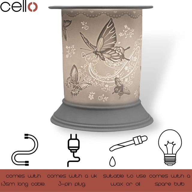 Cello Electric Wax Burner Porcelain Straight - Silk Wings