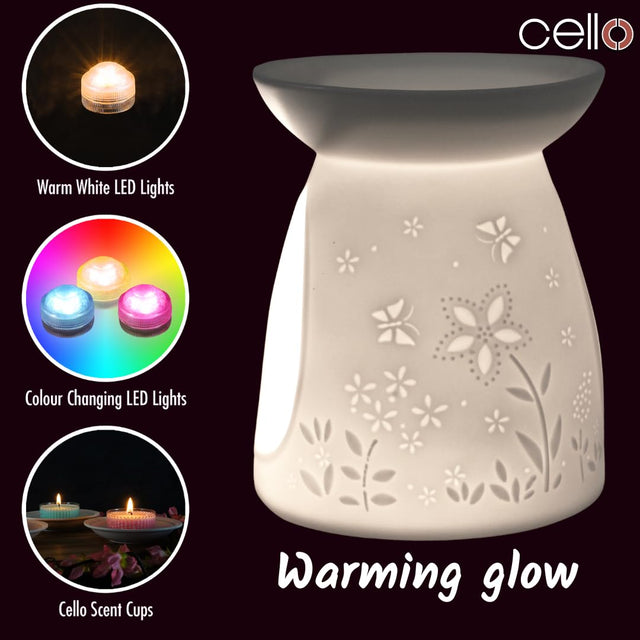 Cello Porcelain Tealight Burner - Flower