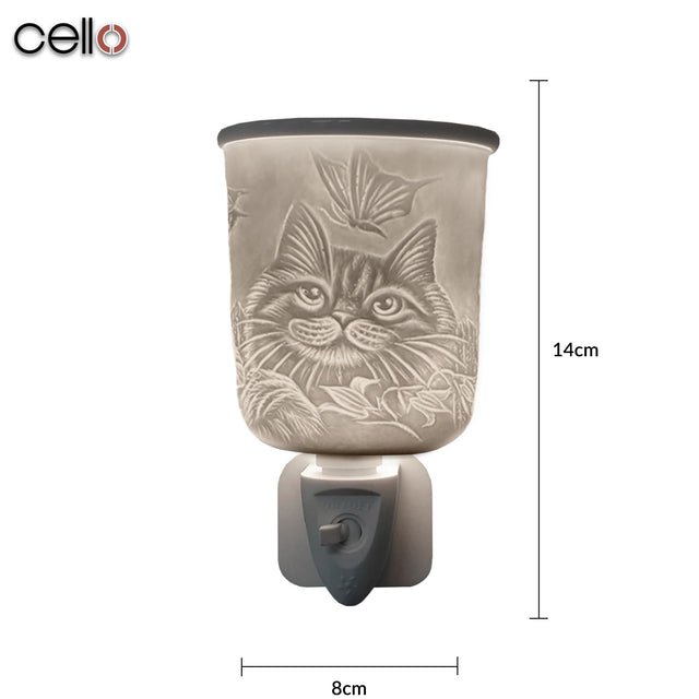 Cello Porcelain Plug In Electric Wax Burner- Cat