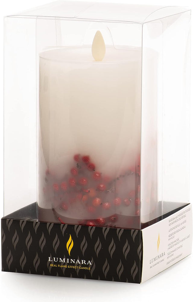 Luminara Indoor 3.25" x 6.5" Berry Inclusion Pillar