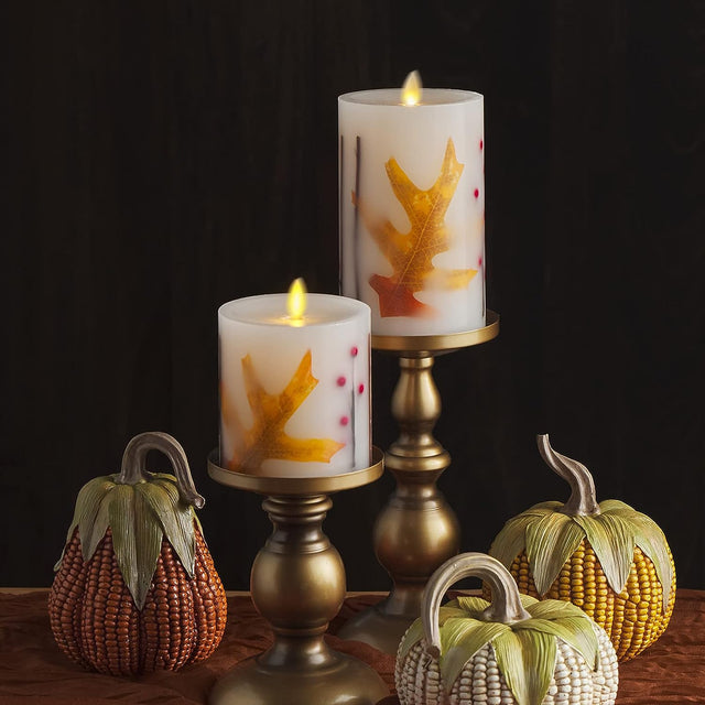 Luminara Indoor 3.25" x 4.5" Twig, Berry & Leaf Inclusion Pillar