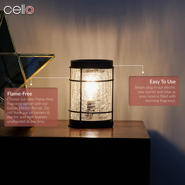 Cello Black Edison Crackle Electric Wax Burner