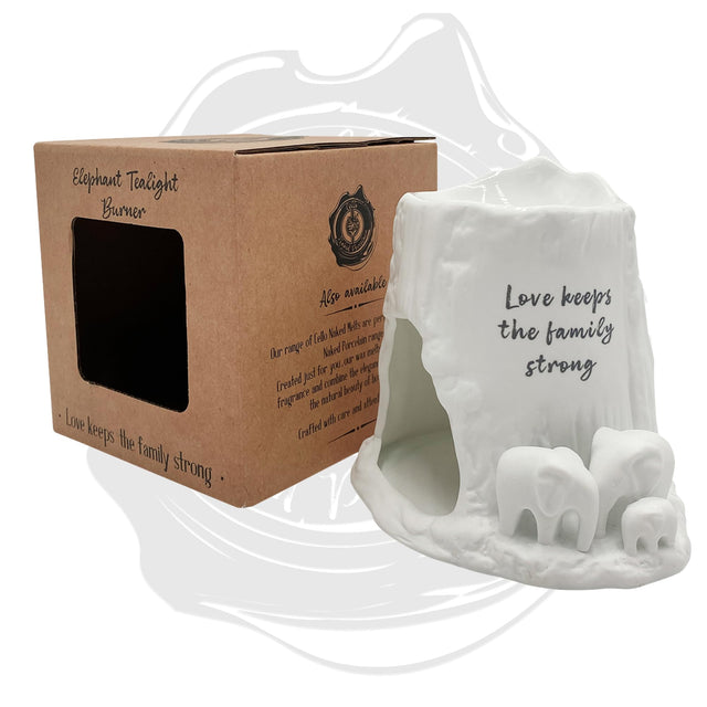 Cello Elephant Tealight Burner - Love Keeps the Family Strong