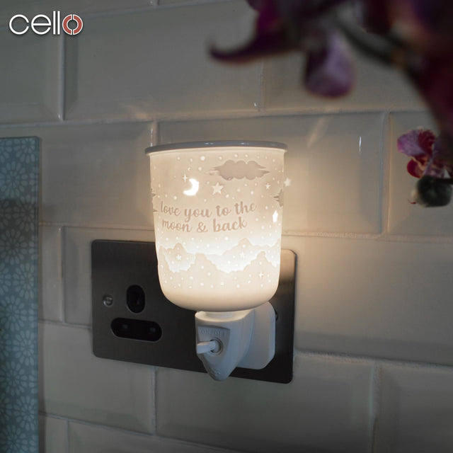 Cello Porcelain Plug In Electric Wax Burner - Love You To The Moon & Back