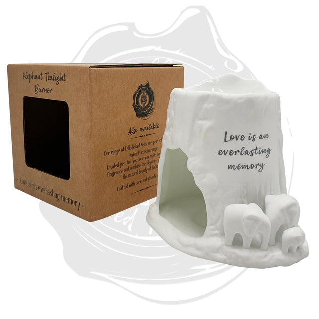 Cello Elephant Tealight Burner - Love is an everlasting memory