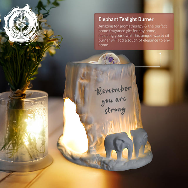Cello Elephant Tealight Burner - Follow your dreams