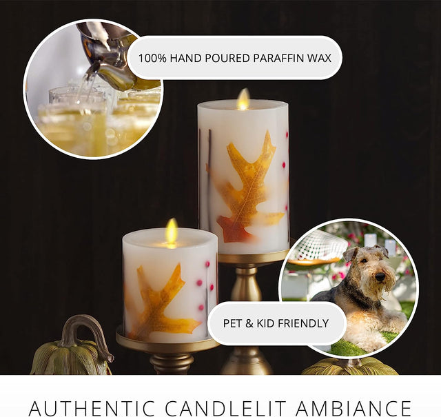 Luminara Indoor 3.25" x 4.5" Twig, Berry & Leaf Inclusion Pillar