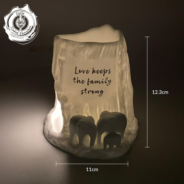 Cello Elephant Tealight Burner - Love Keeps the Family Strong