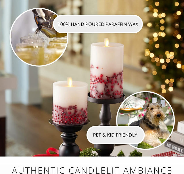Luminara Indoor 3.25" x 6.5" Berry Inclusion Pillar