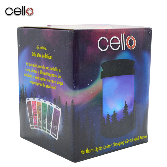 Cello Aurora Northern Lights Electric Melt Burner With Frosted Pine Medallions Set