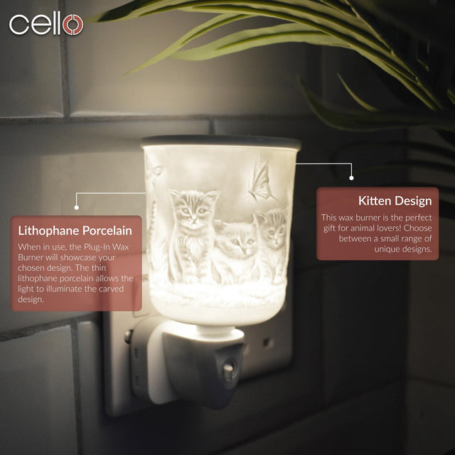 Cello - Porcelain Plug In Electric Wax Burner - Kitten
