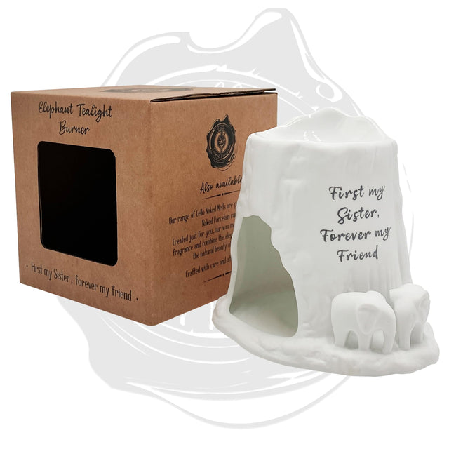 Cello Elephant Tealight Burner - First my Sister, Forever my friend