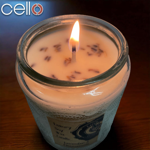 Cello Naked Candle with Convection Spinner - Lavender & Chamomile