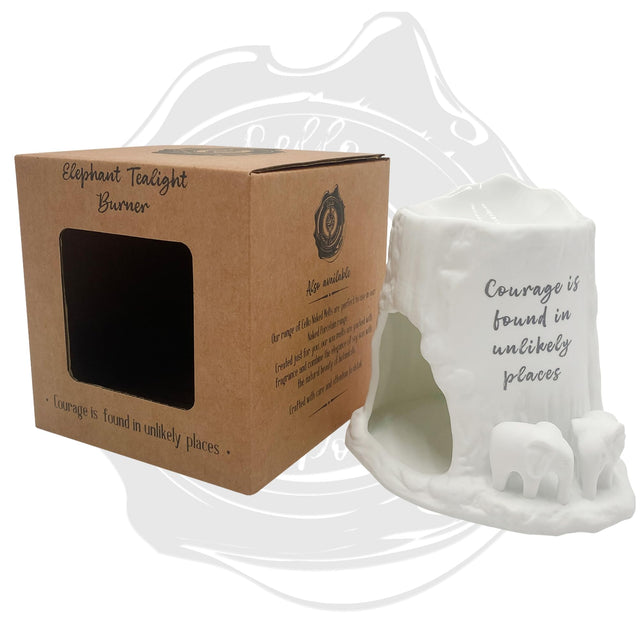 Cello Elephant Tealight Burner - Courage is found in unlikely places