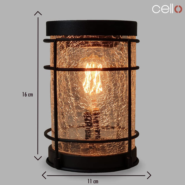 Cello Black Crackle Edison Electric Melt Burner & Spiced Citrus Wax Medallion Set