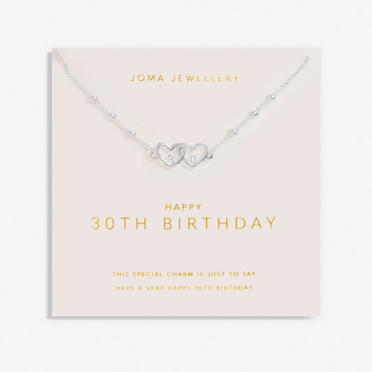 Joma Jewellery Forever Yours Necklace - Happy 30th Birthday Silver Plated