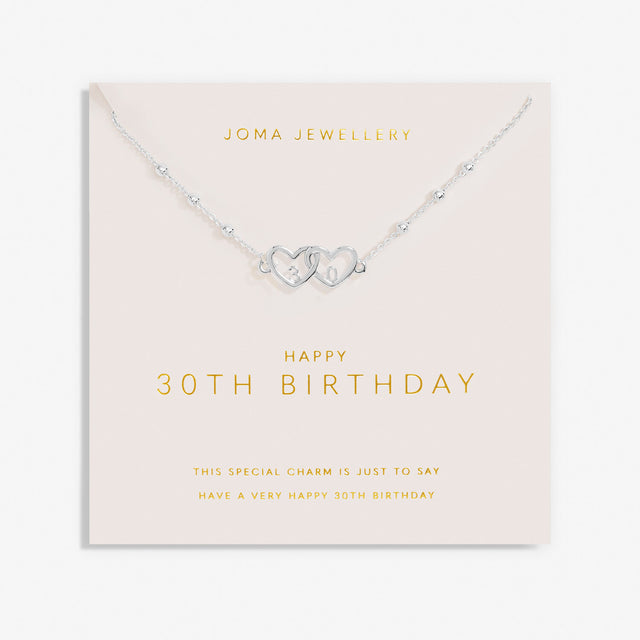 Joma Jewellery Forever Yours Necklace - Happy 30th Birthday Silver Plated