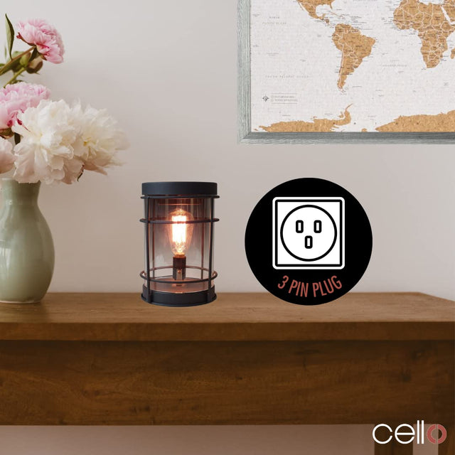 Cello Black Smoke Edison Electric Melt Burner & Spiced Citrus Wax Medallion Set
